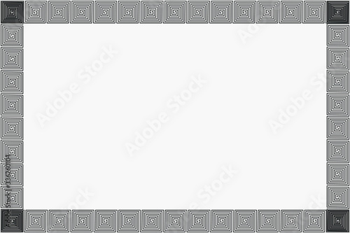 Rectangular shape background and frame with black meander pattern concept.