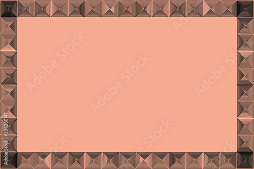 Rectangular shape background and frame with black meander pattern concept.