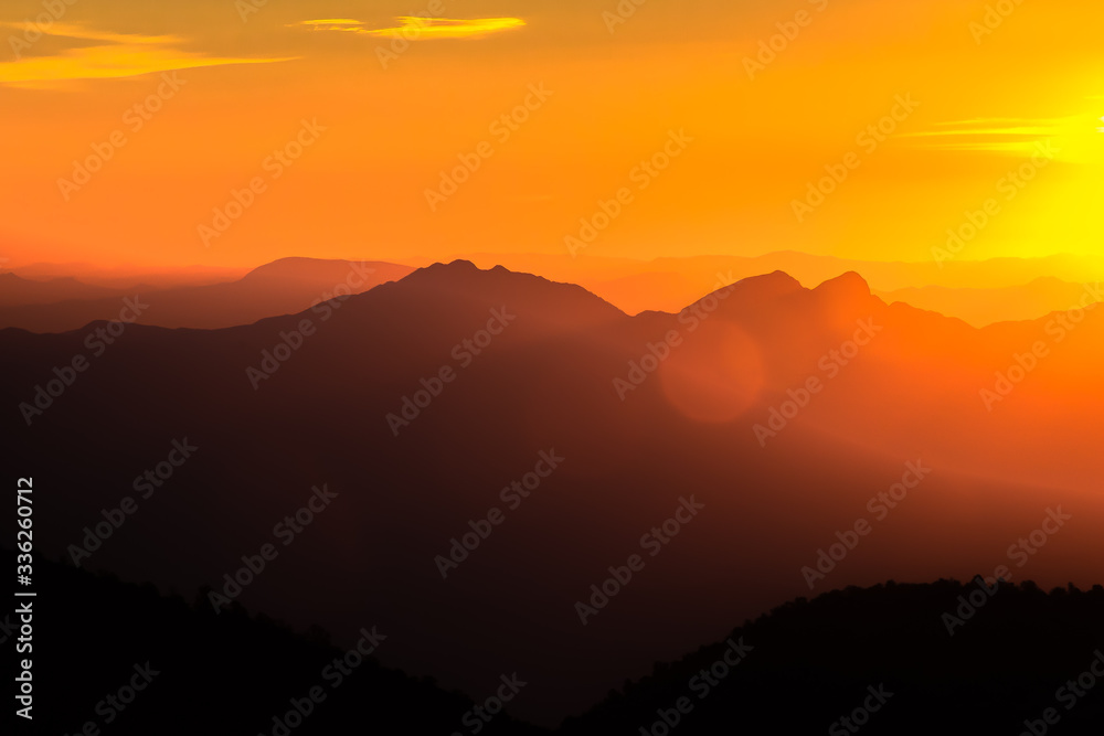 artistic sunrise mountain silhouette
