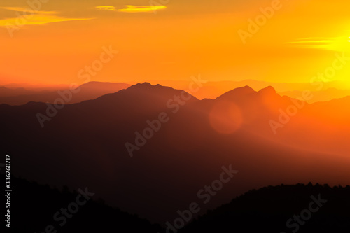 artistic sunrise mountain silhouette 