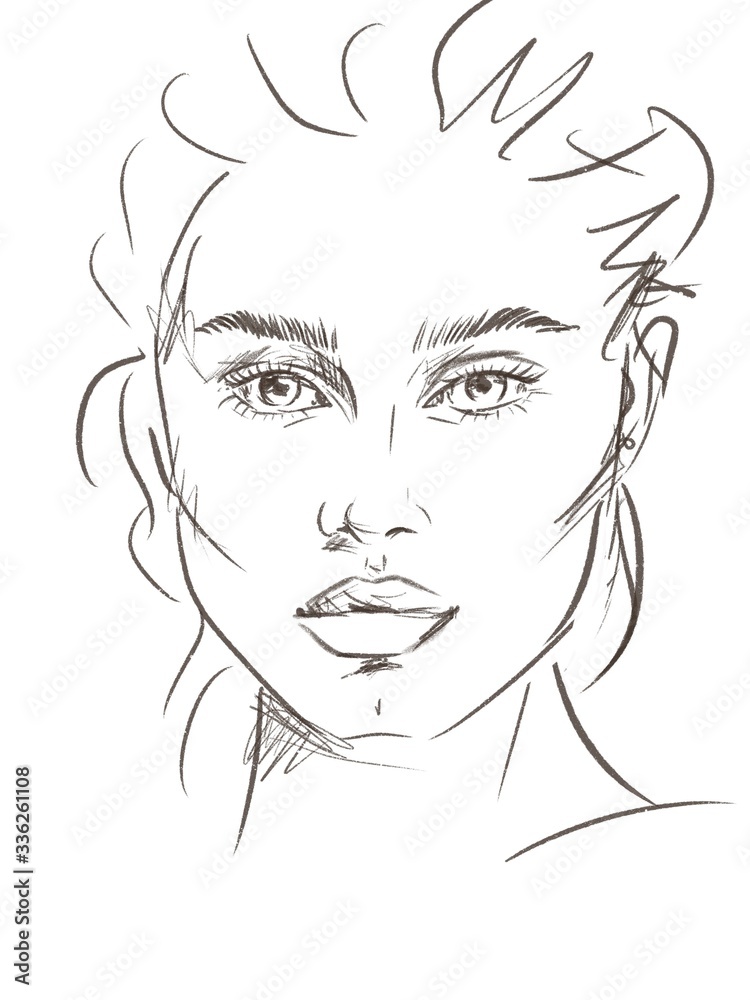 Young modern woman sketch. Fashion illustration Young modern woman sketch. Fashion illustration