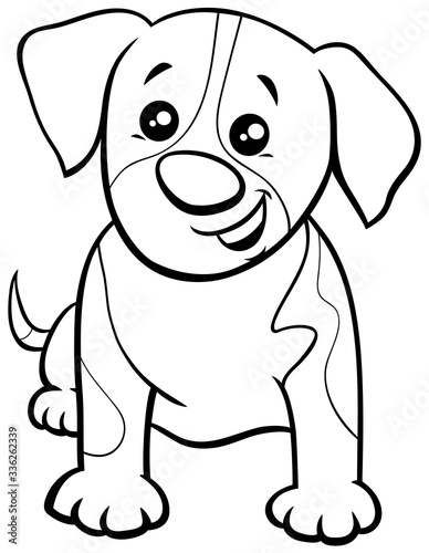 cartoon spotted puppy coloring book page