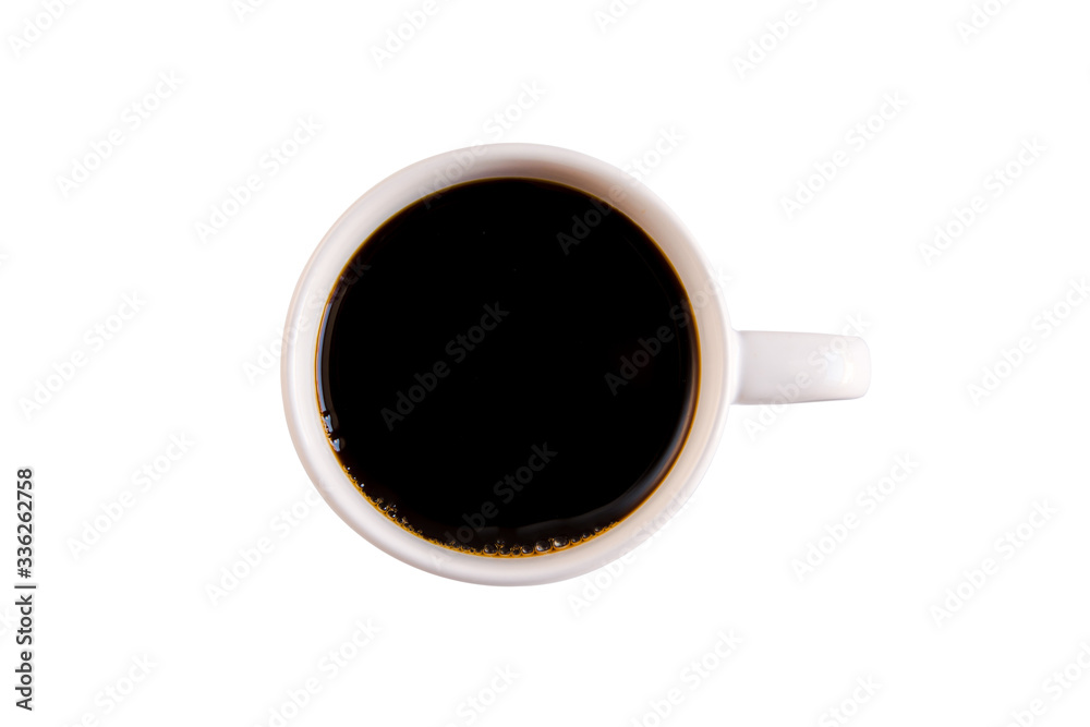 White cup of black coffee isolated on white with clipping path. White cup of black coffee isolated on white with clipping path.