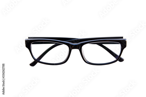 Black eyeglasses frame isolated on white background. with clipping path .