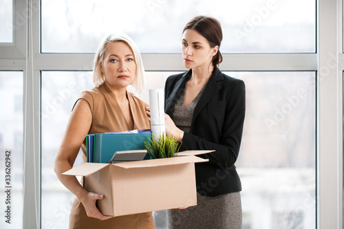 Woman calming her fired mat...