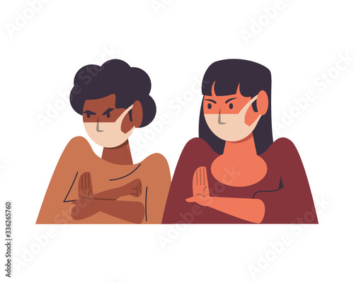 interracial girls using face masks characters