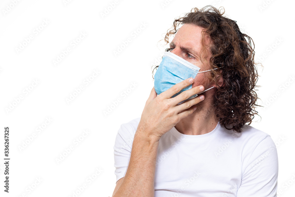 Man in medical mask. Pandemic coronavirus epidemic covid-19 Man in medical mask. Pandemic coronavirus epidemic covid-19