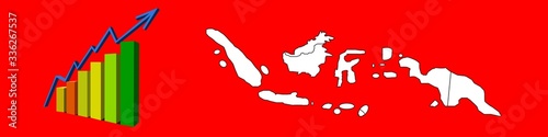 Flat Illustration of Indonesian maps and statistics that have increasedFlat Illustration of Indonesian maps and statistics that have increased