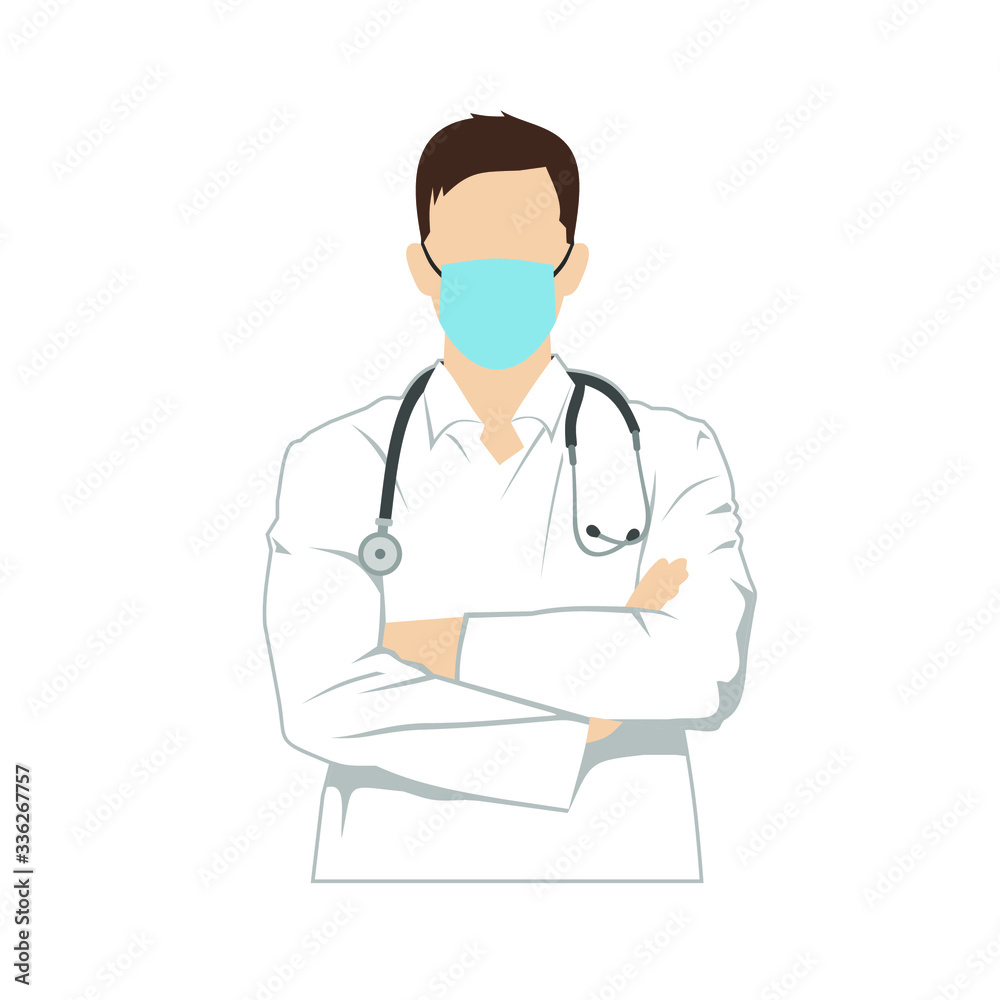 Doctor wearing mask clipart vector illustration