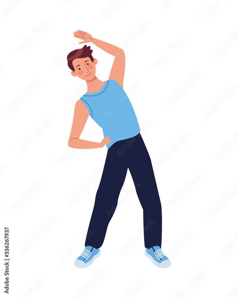 young man athlete practicing aerobics character young man athlete practicing aerobics character