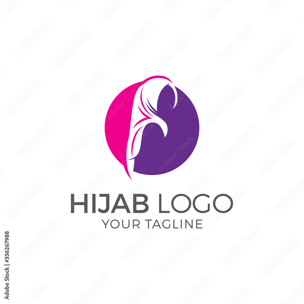 Muslim female in hijab , logo design, vector illustration
