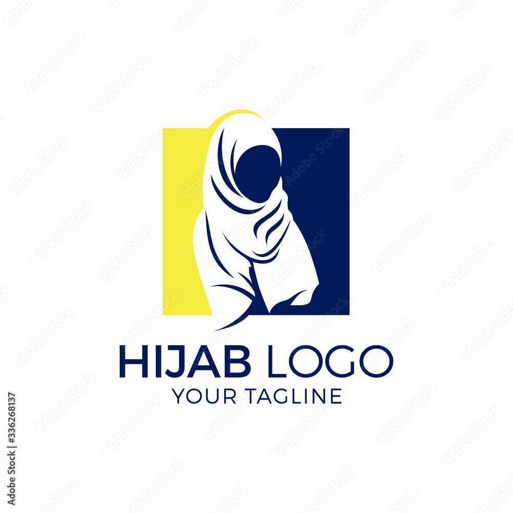 Muslim female in hijab , logo design, vector illustration
