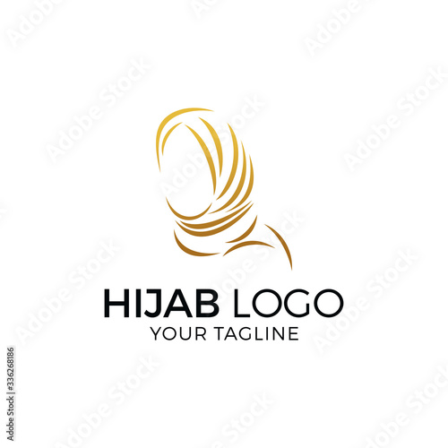 Muslim female in hijab , logo design, vector illustration
