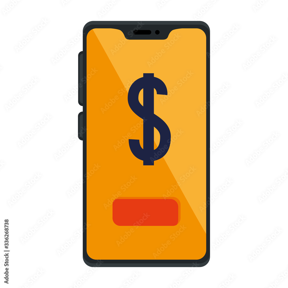 Dollar inside smartphone of money financial item banking commerce market payment buy currency accounting and invest theme Vector illustration Dollar inside smartphone of money financial item banking commerce market payment buy currency accounting and invest theme Vector illustration
