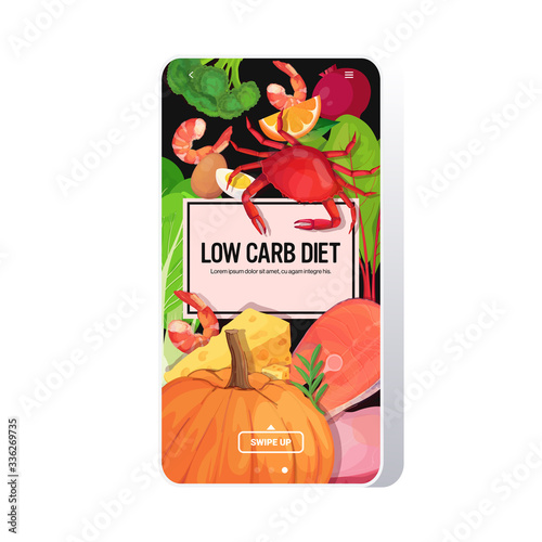 healthy food keto diet concept selection of good fat sources low carbs products composition template smartphone screen mobile app vector illustration