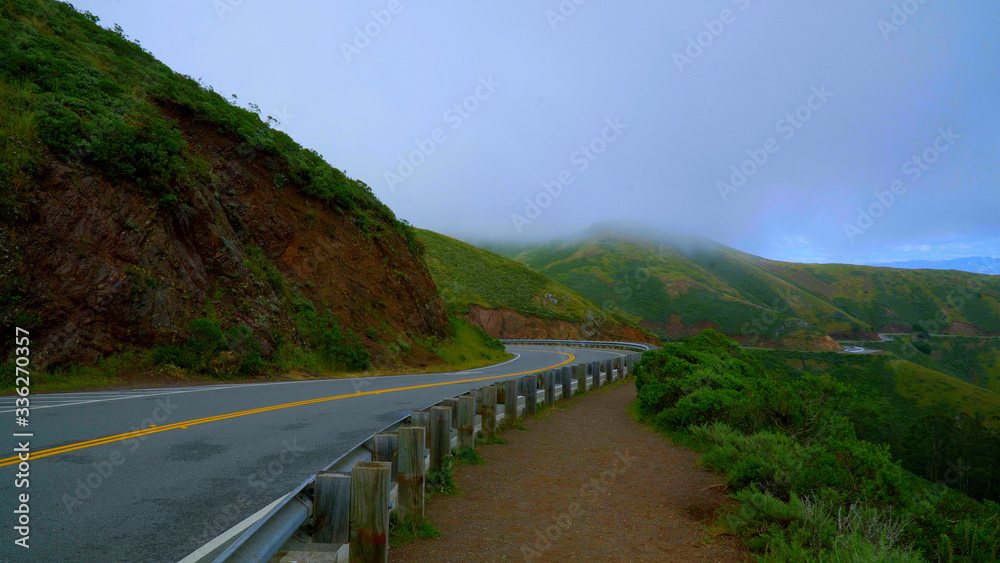 Scenic route at the Golden Gate Bridge in San Francisco Marin Headlands
