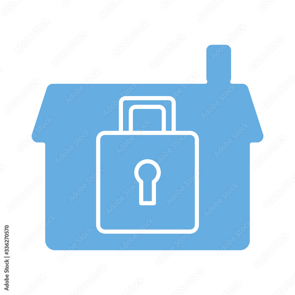 house front facade with padlock line style icon house front facade with padlock line style icon