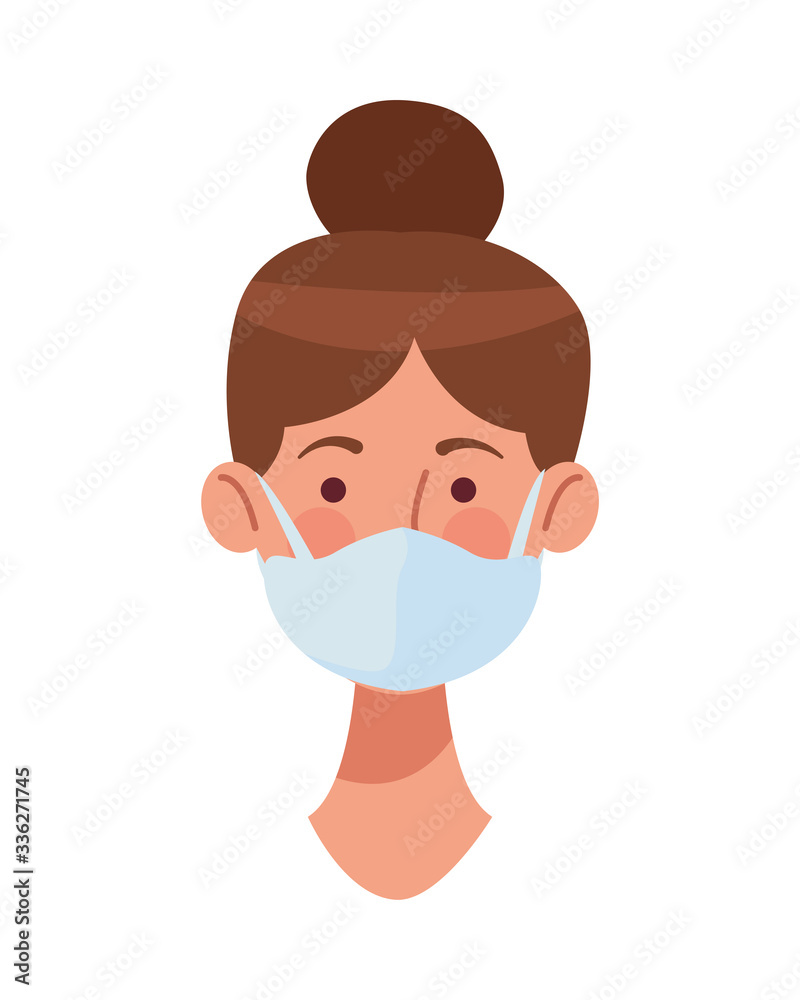 woman using face mask head character