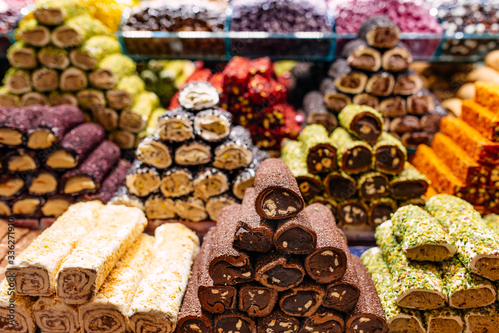 Turkish colorful sweets Istanbul, Turkey