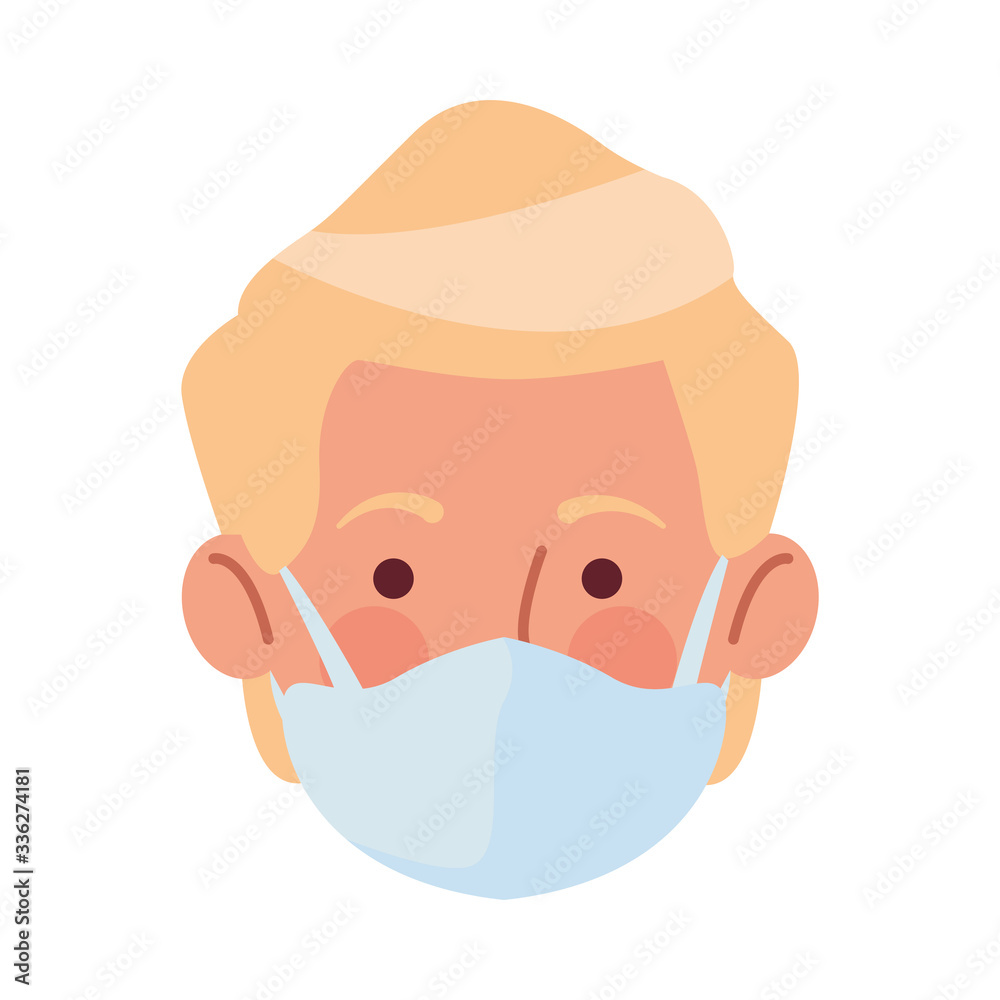 Obraz premium man using face mask head character