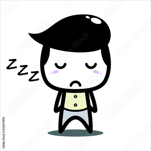 Funny Tiredness Cartoon Character