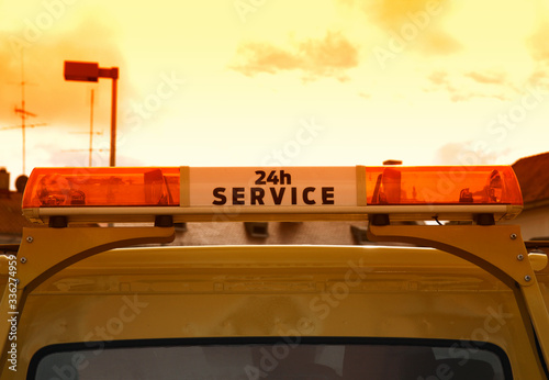 Orange Light Bar on an accident Service Truck
