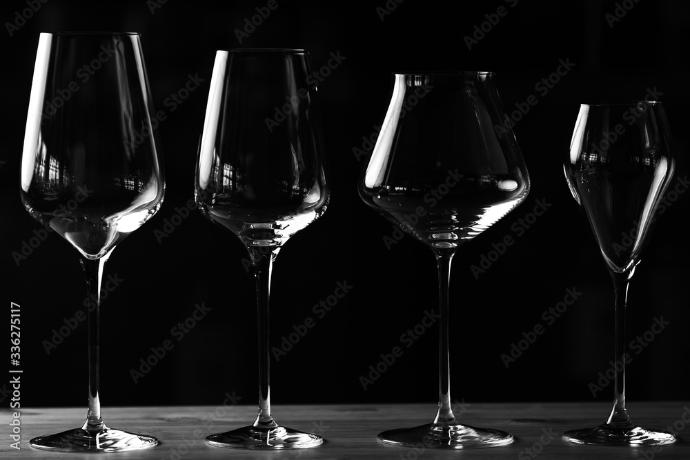 wine glasses on black background wine glasses on black background
