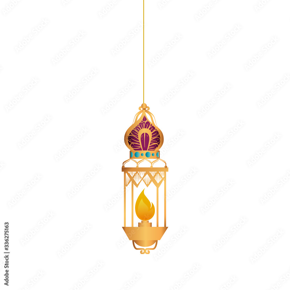 Hanging purple and gold lantern design of Bohemic ornament indian decoration retro vintage meditation henna ethnic arabic texture and tribal theme Vector illustration Hanging purple and gold lantern design of Bohemic ornament indian decoration retro vintage meditation henna ethnic arabic texture and tribal theme Vector illustration