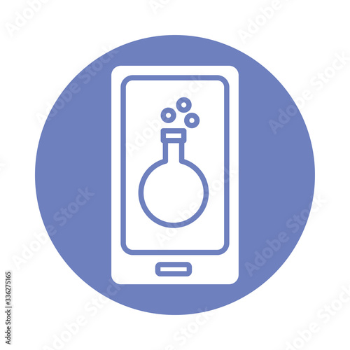 smartphone with tube test laboratory block style icon