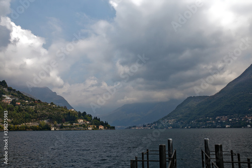 Lake Como view on a cloudy day, Italy