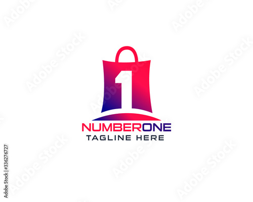 Initial Number One 1 cart tag shopping logo