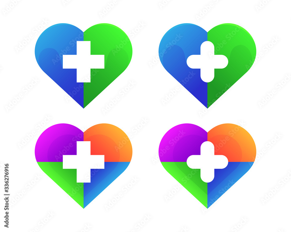 Collections of heart Medical vector logo design element. With colorful icon concept. Health symbol template Collections of heart Medical vector logo design element. With colorful icon concept. Health symbol template
