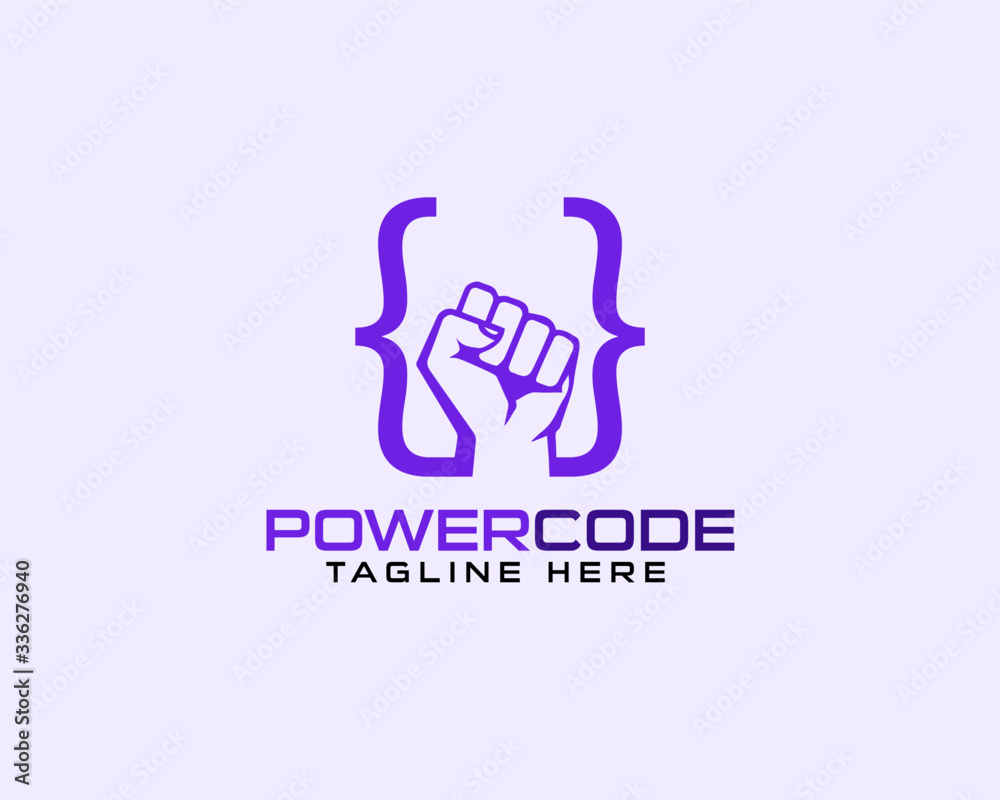 Power code Professional programming code language logo design template