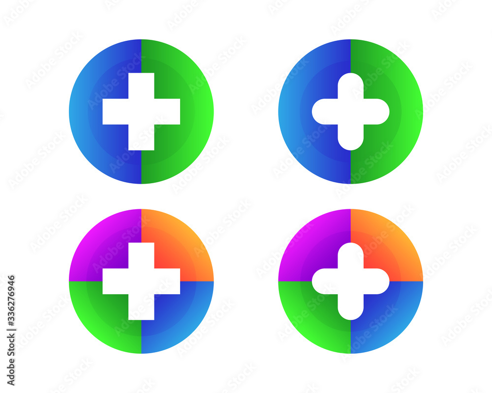 Collection of circle medical vector logo design element. With colorful icon concept. Health symbol template