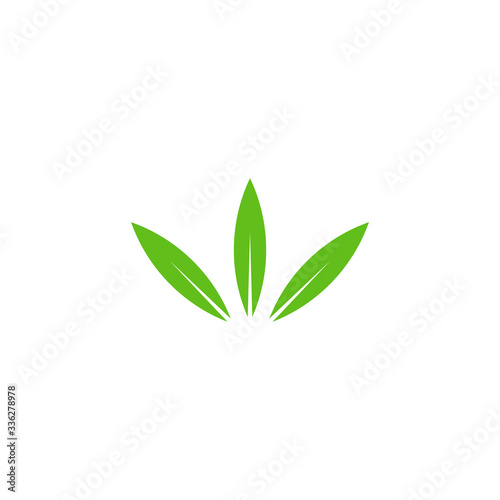 three leaves green simple geometric symbol logo vector