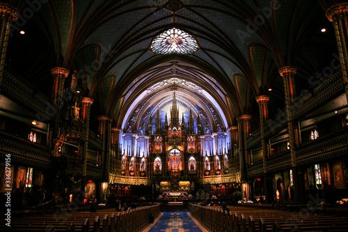 The interior of Notre-Dame Basilica of Montreal, Quebec, Canada