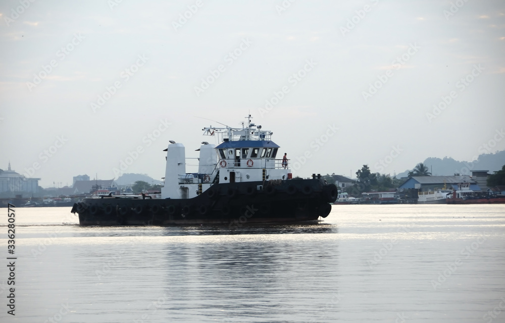 ship in the port at Samarinda city