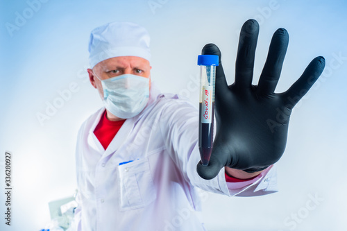 Covid-19 test tube. Doctor ...