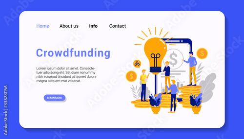 crowd funding landing page template flat design vector illustration
