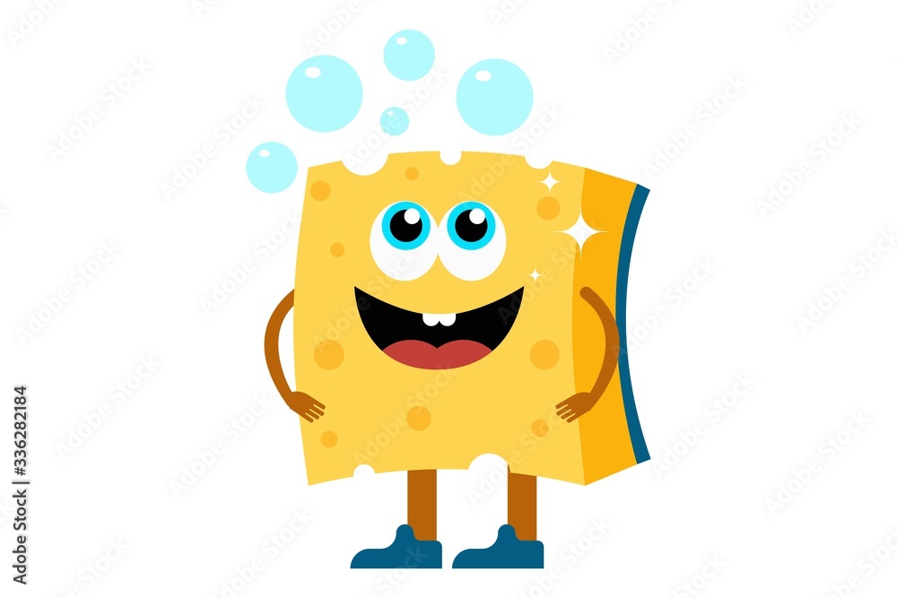 Cheerful sponge character on white Cheerful sponge character on white