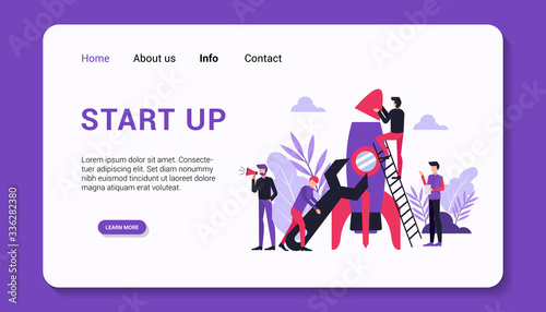 start up landing page template flat design vector illustration