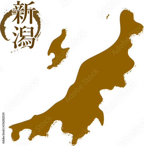 map of Niigata with a brush