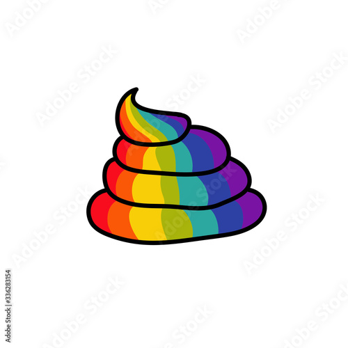 rainbow poo doodle icon, vector illustration