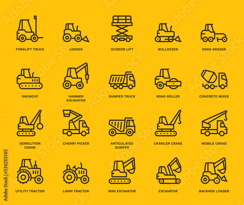 Industrial Vehicles Icons.