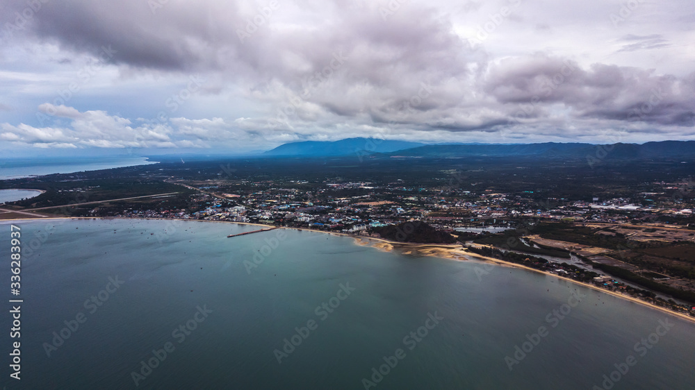High angle view Aerial photograph of landscape Beach seaside