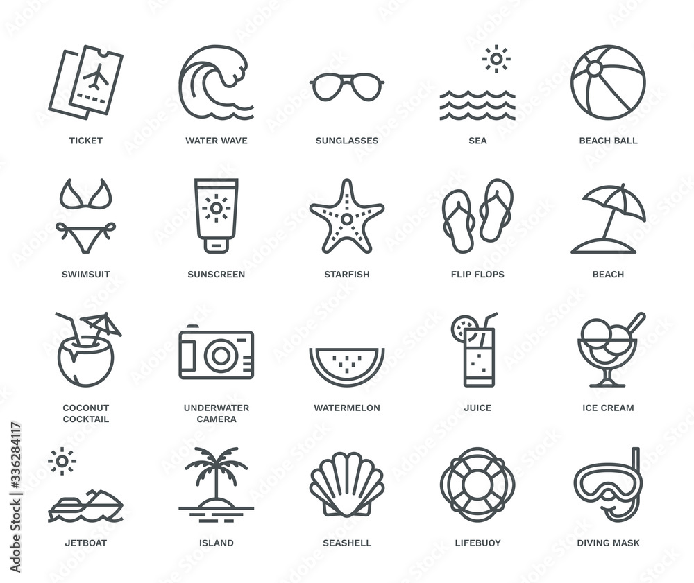 Summer and Holidays Icons set