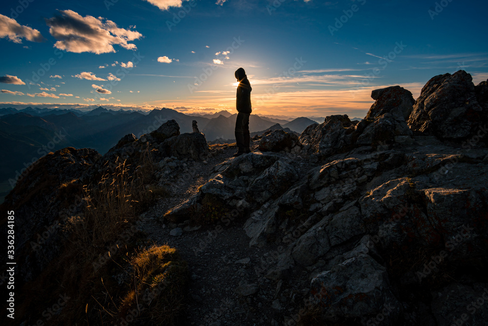 Fototapeta premium Aggenstein at sunset in the Tannheimer Tal