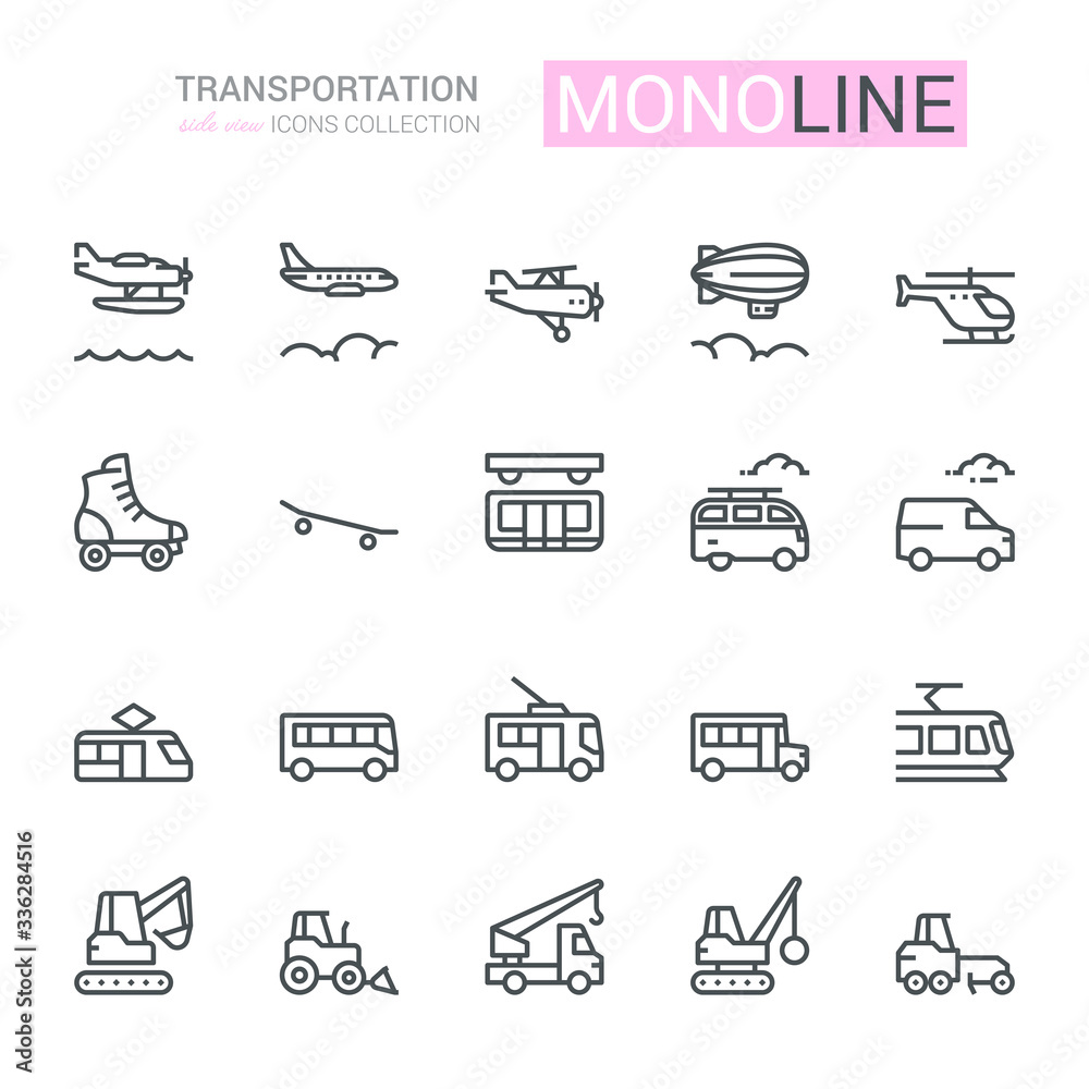 Transportation Icons, side view, part IV. Transportation Icons, side view, part IV.