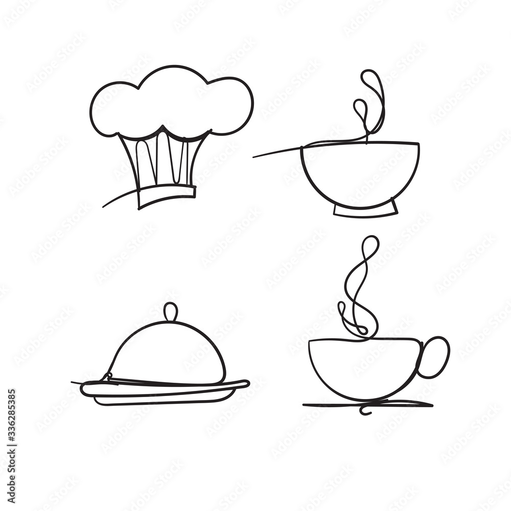 hand drawn kitchen utensil illustration with doodle style vector isolated