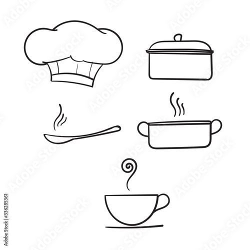 hand drawn kitchen utensil illustration with doodle style vector isolated